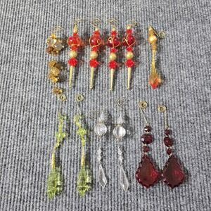 Zaer Ltd Acrylic Crystal Dangle Drop Christmas Tree Ornaments Lot‎ Of 12 Vintage